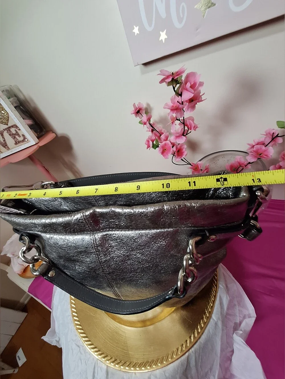 ✨🖤 COACH BROOKE METALLIC PEWTER LEATHER HOBO ✨🖤